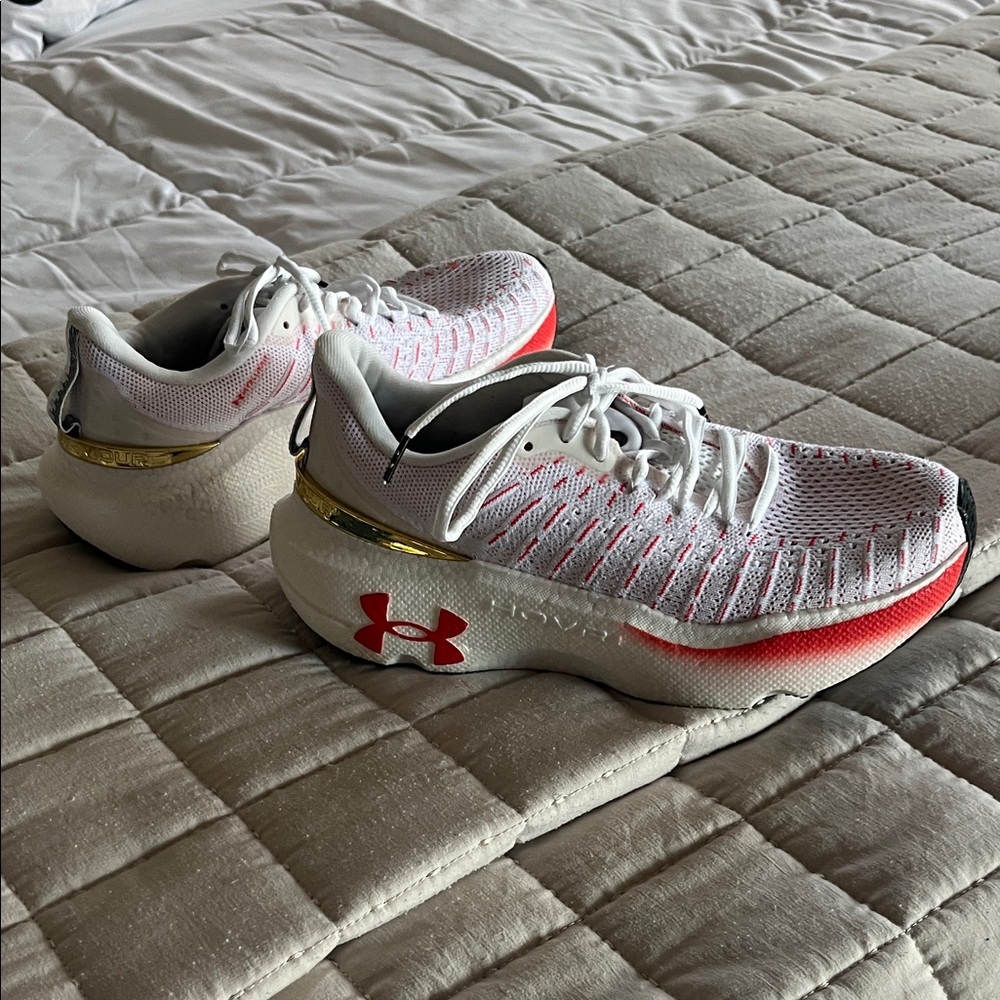 Under Armour Women's White and Red Athletic Shoes